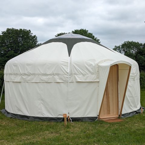18 foot yurt cream canvas green star